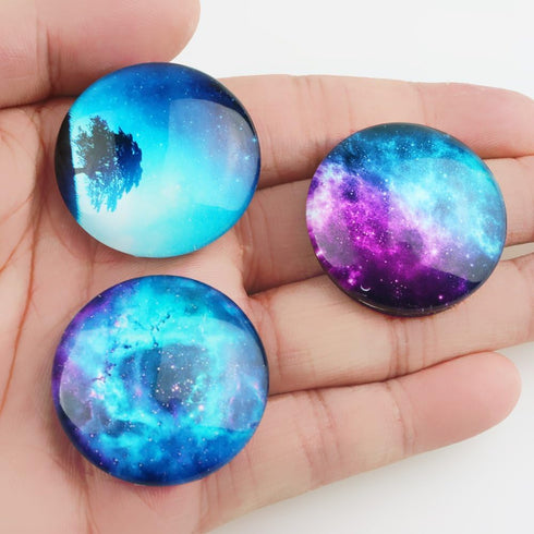 Starry Sky Pattern Refrigerator Magnets, 16 Pack, 1.35 Inches Diameter, Best Housewarming Gift