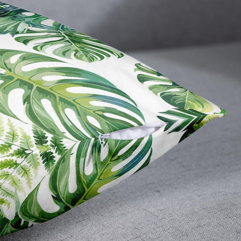 Emvency Set of 2 Tropical Watercolor Throw Pillow Covers, Modern Green Palm Leaf Decorative Cases 18x18 Inches
