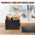 Wooden Kitchen Utensil Caddy - 2 Compartments Rustic Holder for Kitchen Countertop, Black