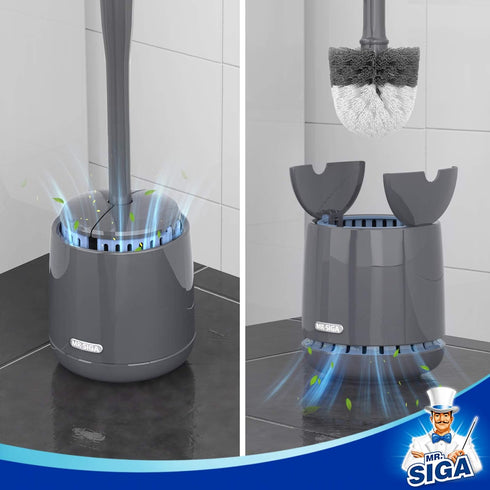 MR.SIGA Toilet Bowl Brush and Holder, Premium Quality with Solid Handle and Durable Bristles for Bathroom Cleaning
