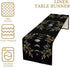 BenYaSong 13x60Inch Boho Floral Moon Table Runner, Cotton Linen Non-Slip Dining Table Runners Black Flower Wildflower