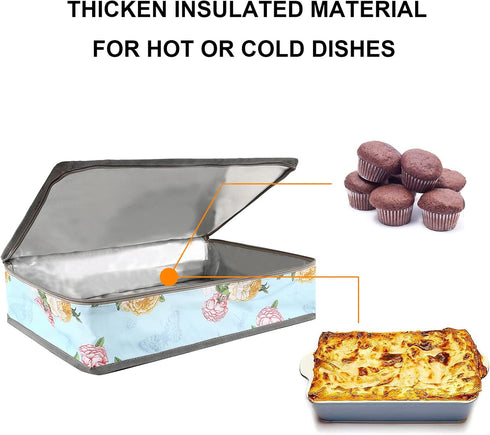 QEES Casserole Carrier, Insulated Food Carrier for Hot or Cold Food, Pie Carrier with Lid and Carrying Case for Travel