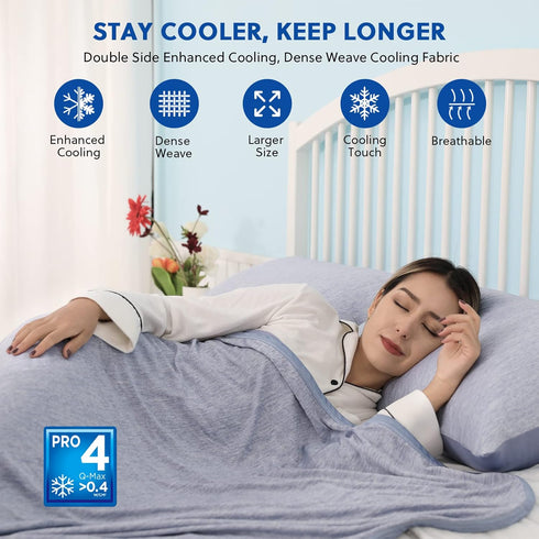 HOMFINE Cooling Blankets for Hot Sleepers - Lightweight Soft Double Side Blanket for Bed Couch Sofa (Blue, 50 x 70