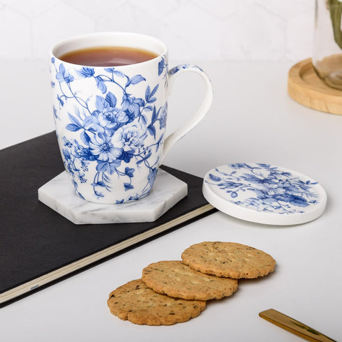 McIntosh Always In Bloom Fine Bone China Tea Mug with Infuser and Lid, 15 oz, in Matching Gift Box
