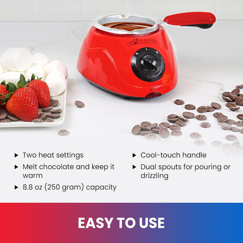 32+ Set 8.8 oz (250 Set Total Chef Electric Chocolatiere Melter Accessories Fondue Pot Chocolate Fountain and Candy