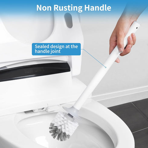 BOOMJOY Toilet Bowl Brush with Holder - Durable Toilet Cleaner Brush with Dense Bristles & Clear Base for Bathroom