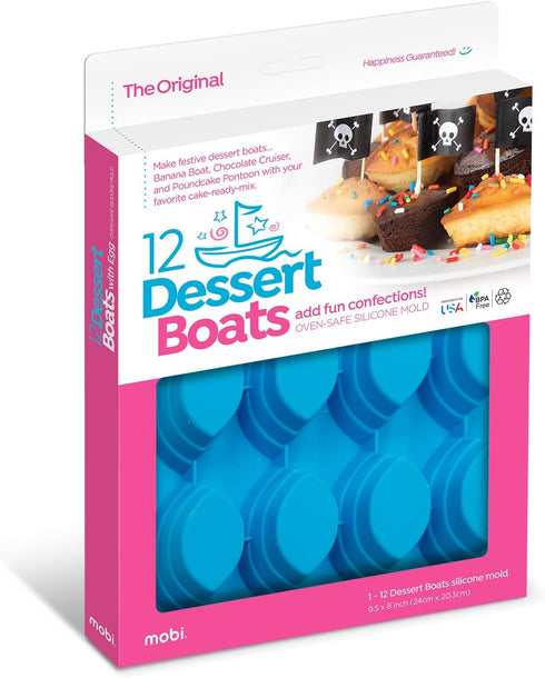 Mobi 12 Blue Silicone Dessert Boats Baking Mold