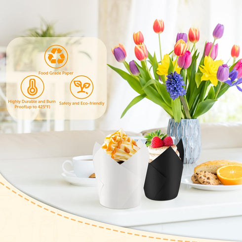 Baking Cups 100Count: Standard Tulip Cupcake Liners, Greaseproof Muffin Liners for Wedding Birthday Party