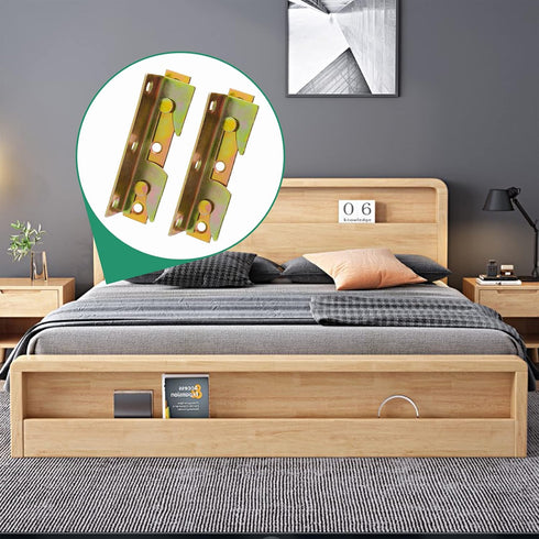 4 Sets No Mortise Bed Rail Fittings, Wooden Bed Frame Connectors Metal Bed Rail Fasteners