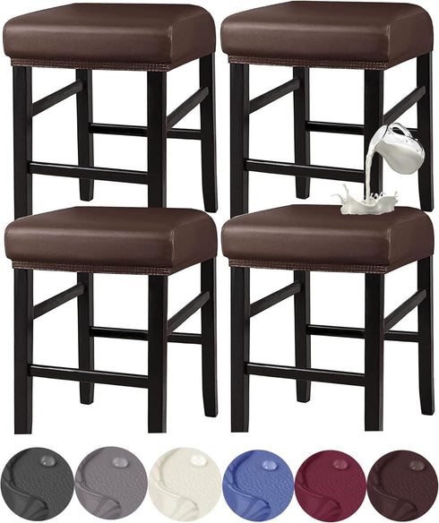 HFCNMY Stool Covers Rectangle, Stretch Waterproof PU Rectangle Bar Stool Covers Vanity Stool