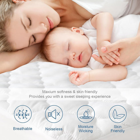 2 Pack 14" Full Size Mattress Protector Pad Waterproof Quilted, Breathable & Cooling Full Mattresses Pad Cover Fitted