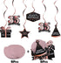 LINGTEER Happy 35th Birthday Decorations, 12 Pcs Black & Rose Gold Foil Swirls Streamer Set for 35 Years Old