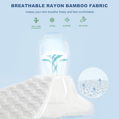 3D 6-26 inches GRT Waterproof Mattress Protector Queen, Rayon Bamboo Mattress Protector Cooling Breathable, Air Fabric