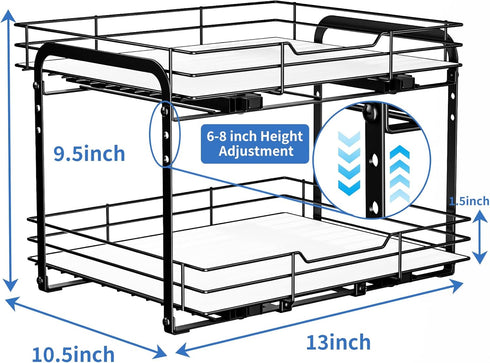 2-Tier (13.5''Wx10.5''Dx9.5''H) BOIVSHI Pull Out Spice Rack, Spice Rack Organizer, Pull Out Spice Racks for Inside