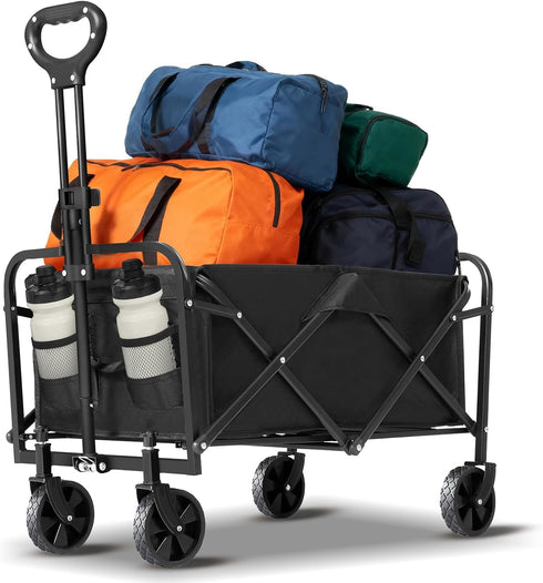 Collapsible Folding Wagon Cart with Wheels, 220 LBS Capacity, Lightweight Portable Utility