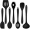 Kitchen Cooking Utensils Set of 7, P&P CHEF Heat-proof Spatula for Nonstick Cookware, Black