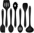 Kitchen Cooking Utensils Set of 7, P&P CHEF Heat-proof Spatula for Nonstick Cookware, Black