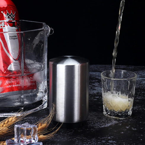 Premium Automatic Beer Bottle Opener, Stainless Steel Portable Push Down and Pop Off Magnetic Cap Catcher for Home Bars