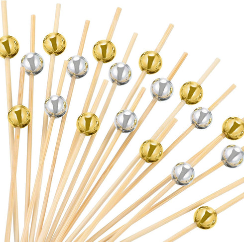 Blulu 200 Pack Cocktail Picks, Fancy Toothpicks for Appetizers, 4.7 Inch Pearl Skewers