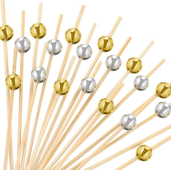 Blulu 200 Pack Cocktail Picks, Fancy Toothpicks for Appetizers, 4.7 Inch Pearl Skewers