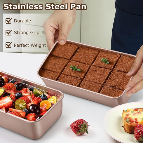 9 5 Inch LIANYU x Bread Loaf Pan for Baking, Stainless Steel Loaf Toast Baking Pans for Homemade Bread Meatloaf Lasagna