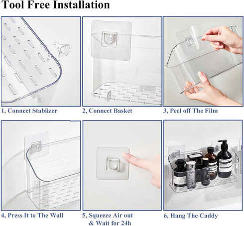 2 Pack UNIKON Bath Toy Storage Holder Bathtub Toy Organizer, Large Capacity Shower Caddy for Bathroom, Clear