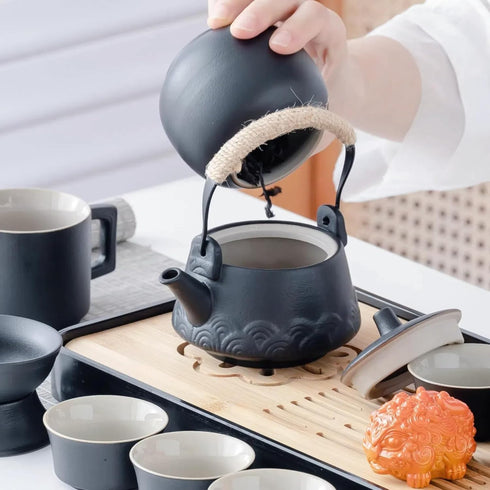 Set, Set 8oz Teapot,14-Piece ICHAG Japanese & Chinese Tea Adults' Portable Gongfu Tea with Teapet with Porcelain