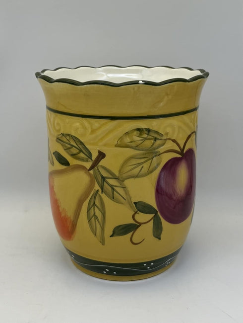 ACK Tuscany Mixed Fruit Hand Painted Ceramic Utensil Holder, Model 88439