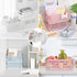 Pink Plastic Baskets for Desk Organizing - 2 Medium + 2 Small Durable Folding Storage Crates for Home & Office