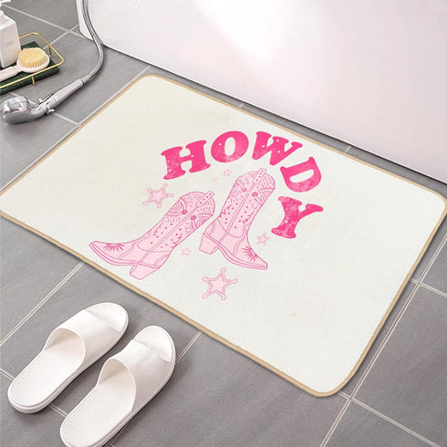 Welcome Mat Preppy Pink Doormat, Funny Cowgirl Kitchen Bath Mat, 30 x 16 Inch Indoor Front Door Entryway Gift