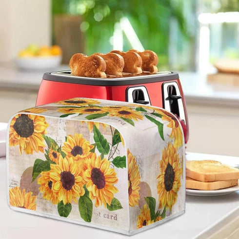 Sunflowers Toaster Covers for Most 2 Standard Toasters, Lightweight Dust Proof Covers with Top Hook for Easy Storage