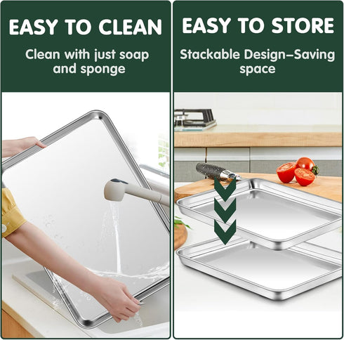 Baking Sheet with Cooling Rack Set, CEKEE Stainless Steel Non Stick Small Cookie Sheet Set, 10.39 x 8.07 Inch