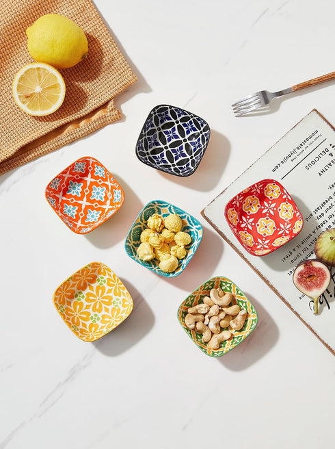 Small Ceramic Dipping Bowls, 3 Inch Mini Sauce Dish Set of 6 for Soy Sauce, Condiments, Sushi, Appetizers