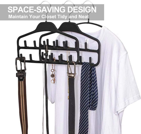 FairyHaus Belt Hanger Organizer 2 Pack, Non Slip Tie Rack Holder, Durable Hanging Closet Accessory Hooks