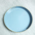 13" Spsyrine Round Blue Decorative Tray, Plastic Serving Table Tray with Handles for Breakfast, Ottoman, Coffee Table