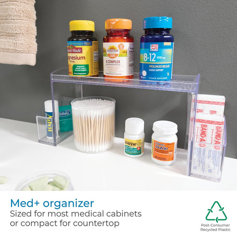 43130 12" 3" 5.25", iDesign - Med+ Plastic High Rise Bathroom Medicine Cabinet Organizer, for Vanity, Prescriptions