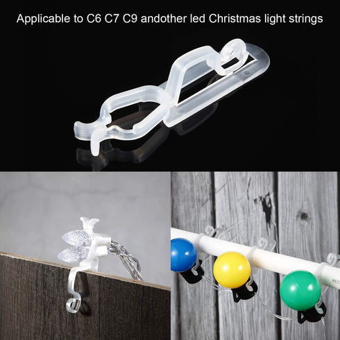 Blulu 120 Pcs Clear Light Clips Hooks, Gutter Clips, Christmas Shingle Clips for C9 C7 C6 Roof, Fence, Outdoor