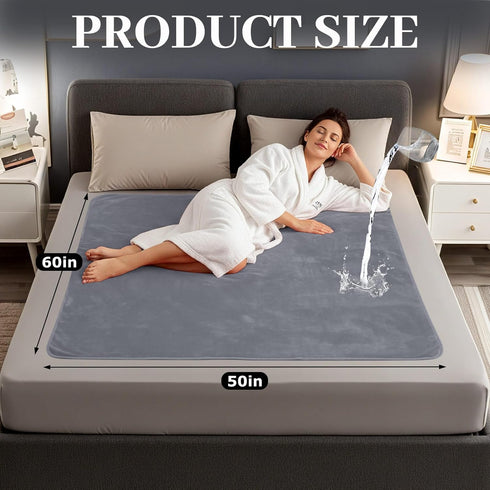 50" 60", 3-Layer Tisancy Love Waterproof Bed Blanket - Throw Size, x Dark & Light Gray, Flannel with Storage Bag