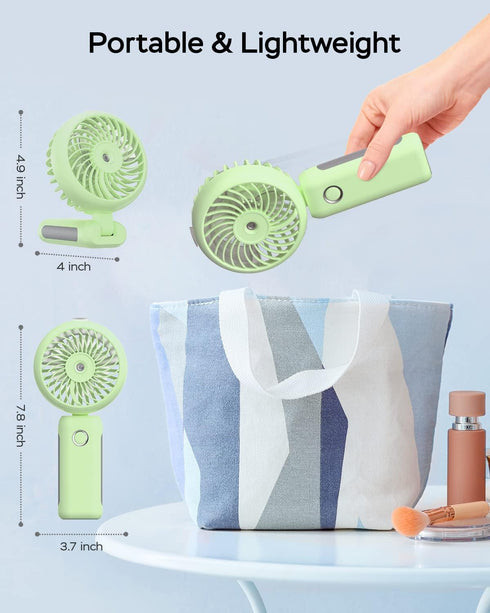 Portable Handheld Misting Fan, 4000mAh USB Rechargeable Personal Foldable Fan with Water Tank for Travel & Office