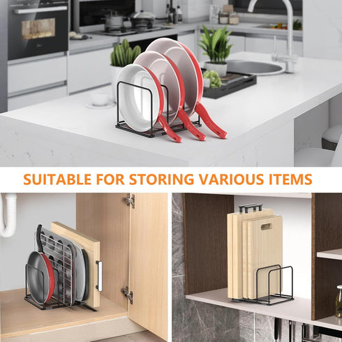 Kitchen Cabinet Organizer, Steel Cookware Holder with 3 Slots for Baking Tray and Chopping Board Storage