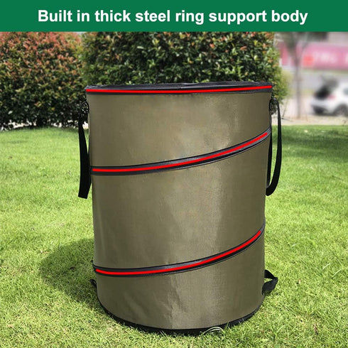 Denpetec Bag,10 Yard Waste Bag,Gardening Gallon Garden Leaf Bags, Release Buckle Camping Trash Can Collapsible Trash
