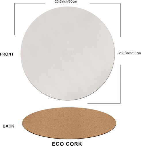 23.6 Inches CENNBIE Round Table Mat - Cork Table Pad Protector- Suitable as Side Dining Coffee Table Cover (Cream)