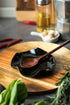 Cute Black Ceramic Spoon Rest for Kitchen Counter, 5.3" Spatula Holder for Multiple Utensils, Farmhouse Decor