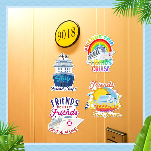 Hoteam 4 Pcs Large Cruise Door Decorations, Magnetic Friends Decor for Cruise Ship Cabin Stateroom