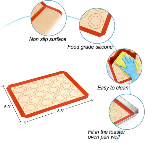 TeamFar Toaster Oven Pan with Rack & Mat, 9.3’’ x 7’’ Mini Baking Pan Cooling Rack with Silicone Mat Set of 3