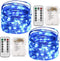 Twinkle Star 2 Pack Christmas Blue Fairy Lights, Battery Operated, 66 ft 200 LED String Lights with Remote Control