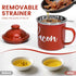 15oz Bacon Grease Saver with Strainer - Enamel Grease Container, Farmhouse Bacon Grease Keeper For Kitchen Fat Storage