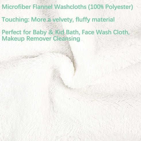 PHOGARY 10 Pack 6x8 Inch Body & Face Microfiber Washcloths for Baby Younger Kid, Soft Flannel Wash Cloth for Washing
