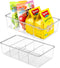 Clear Pantry Organizer Storage Bins, 2 Packs Plastic Removable Snack Organizer with 3 Dividers for Kitchen Cabinets