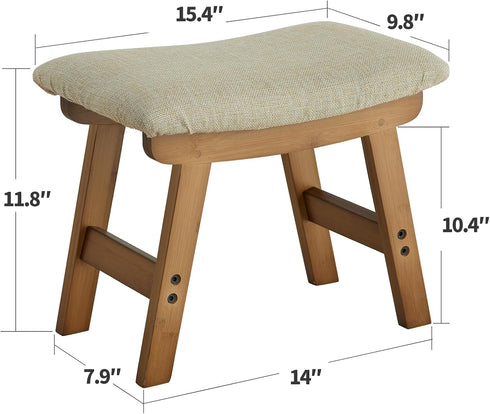 Furshus Foot Stool Ottoman Foot Rest Under Desk,Small Stool for Living Room, Bedroom and Kitchen (Brown Legs - Beige